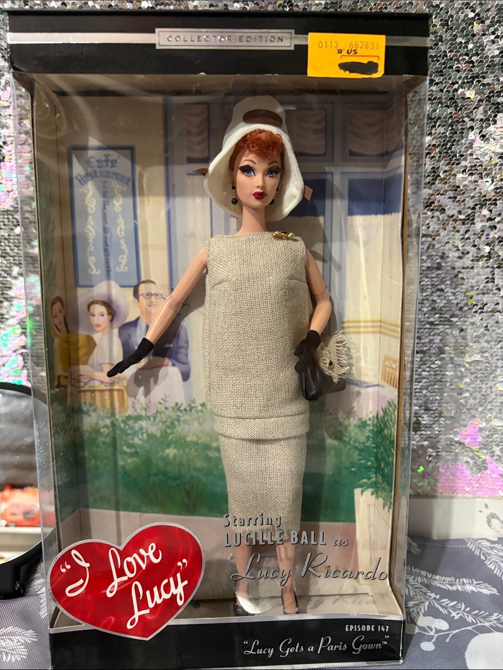 Mattel I Love Lucy Doll in Cream Outfit with Black Gloves